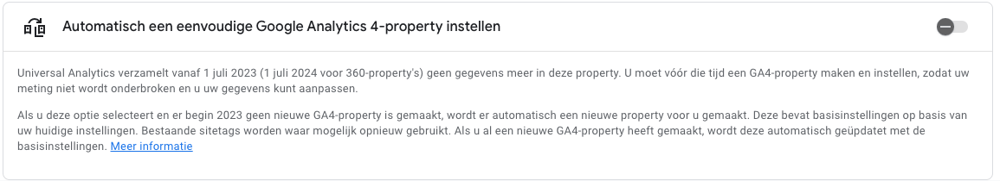 Automatisch GA4-property instellen